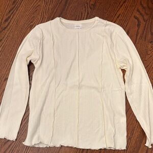 Zara Ivory Ribbed Long Sleeve Top